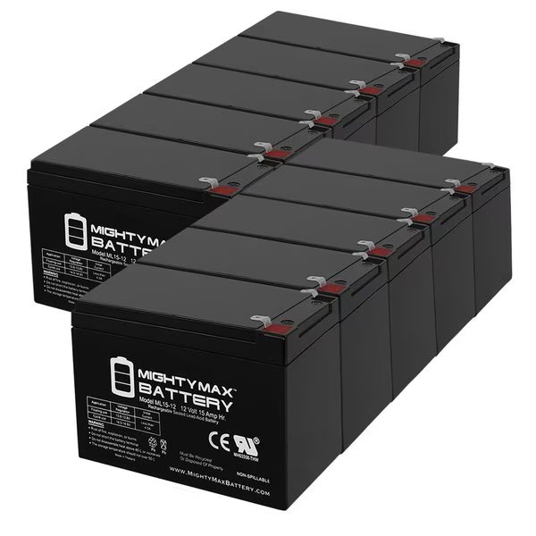 12V 15AH F2 Battery Replacement for Amigo Classic FD - 10PK, Mighty Max Battery, Mfr#: MAX3870313